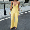 SpringSummer Resort-Style Camisole T-shirt And Pants Womens Outfit Set