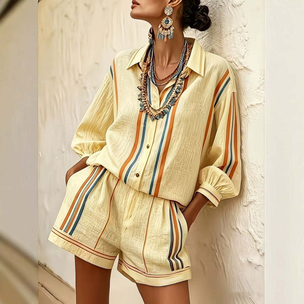 Printed Casual Shirt And Shorts Two-piece Set