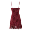 Retro Floral Mesh Slip Dress Women