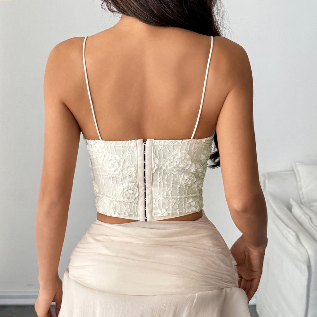 3D Floral Embroidered Steel Ring Fishbone Suspender Strap