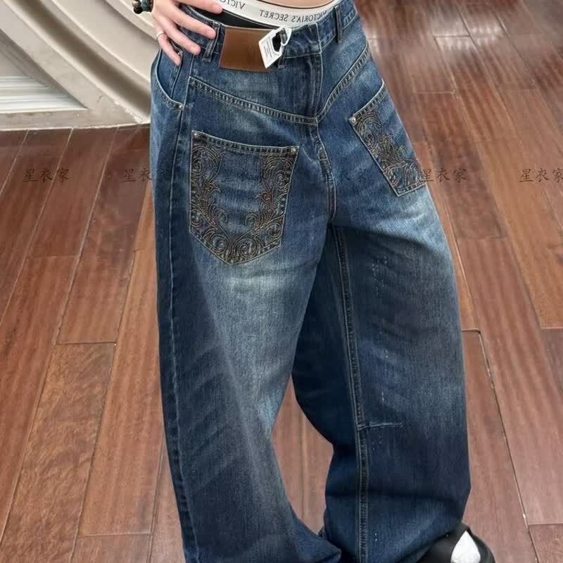 Straight-leg Retro American High-street Casual Pants