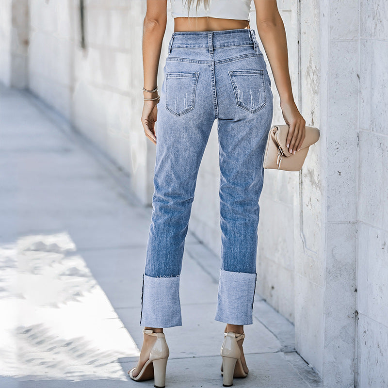 Harun Ankle-bite Ripped Cropped Pants For Women