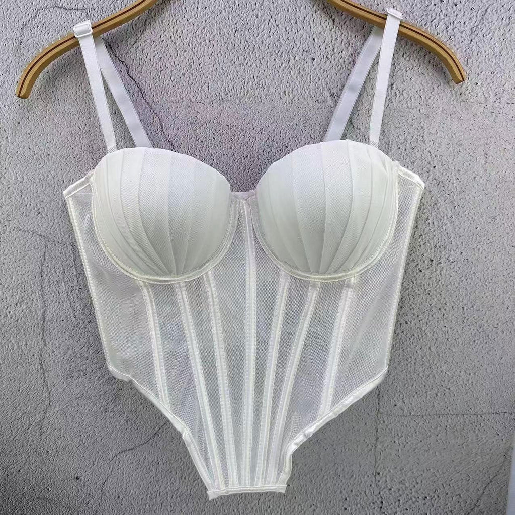 Strapless Pleated-cup High-end Fishbone Corset