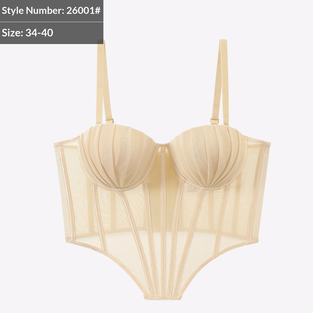 Strapless Pleated-cup High-end Fishbone Corset