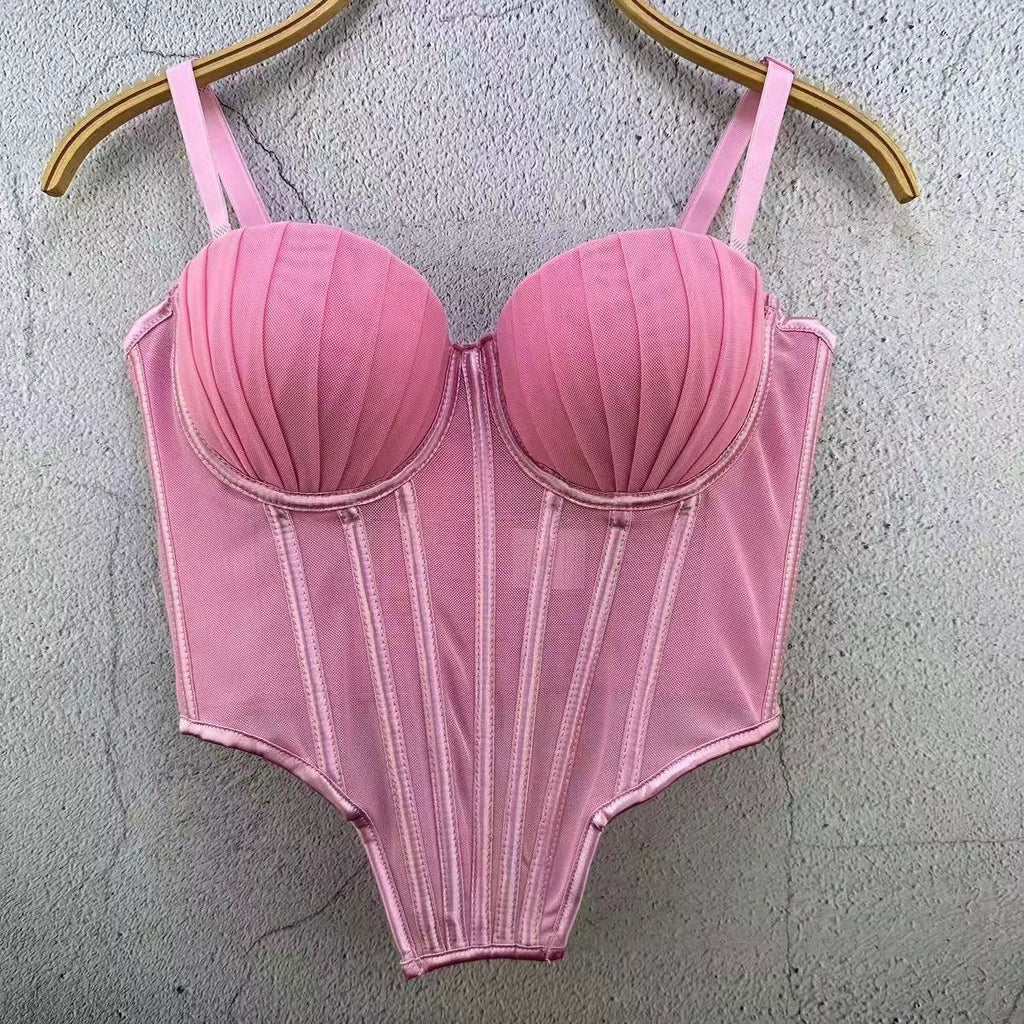 Strapless Pleated-cup High-end Fishbone Corset