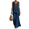 New Casual Bohemian-style Wide-leg Pants And V-neck Vest Set