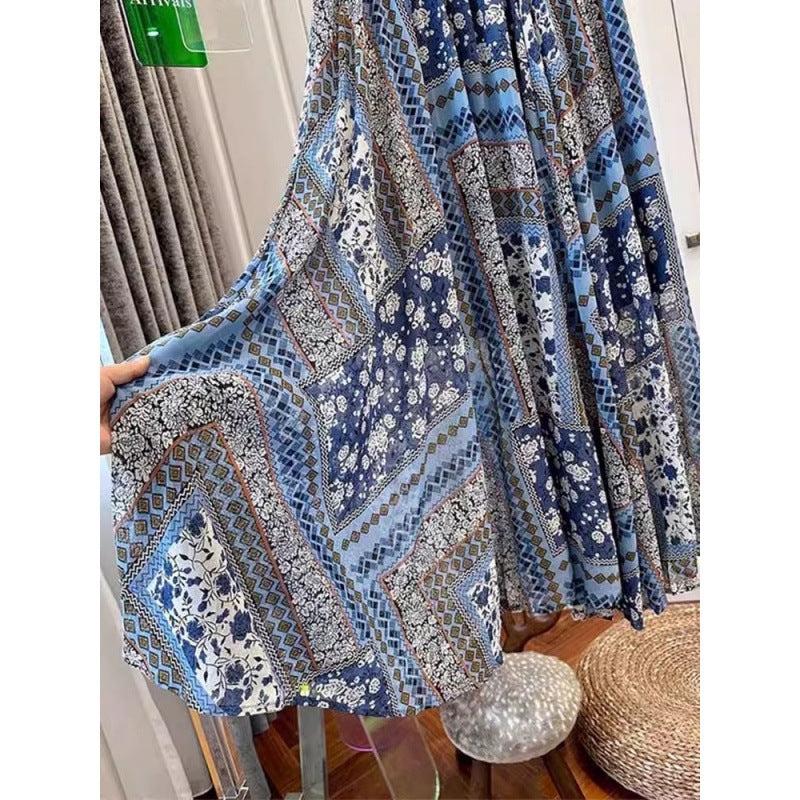 Plus-size Ethnic-style Floral French-style Skirt
