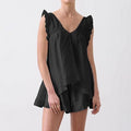 French-style Instagram Inspired New Sleeveless Hollow Out Backless Ruffled V Neck Pajama Set