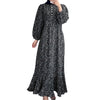 Long Sleeved Open Door Tube Loose Printed Button Neck Dress