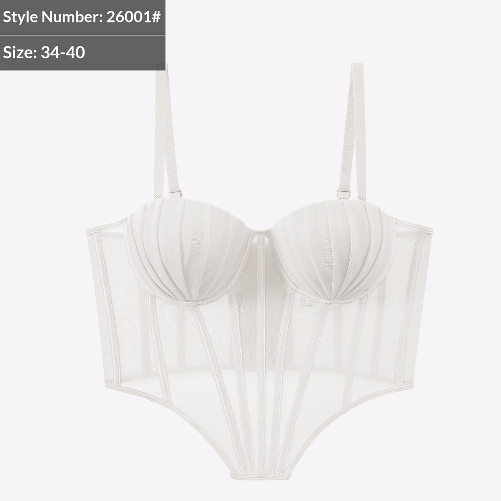 Strapless Pleated-cup High-end Fishbone Corset