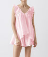 French-style Instagram Inspired New Sleeveless Hollow Out Backless Ruffled V Neck Pajama Set