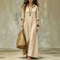 Shirt-collar Floor-length Casual Simple Long Dress