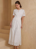 Women's Hollow-Out Embroidered Short-Sleeve Dress