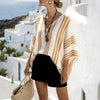 Loose-fit Batwing Sleeve Striped Top T-shirt