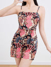 Retro Ethnic-style Printed Faux Two-piece Strap Jumpsuit