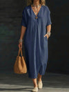 Women's V-neck Single-button Short-sleeve Dress