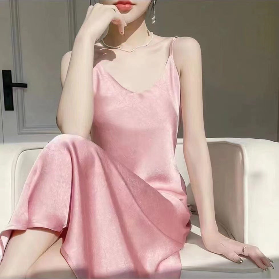 Satin Chinese-style Floor-length Figure-flattering Elegant Jacquard Dress
