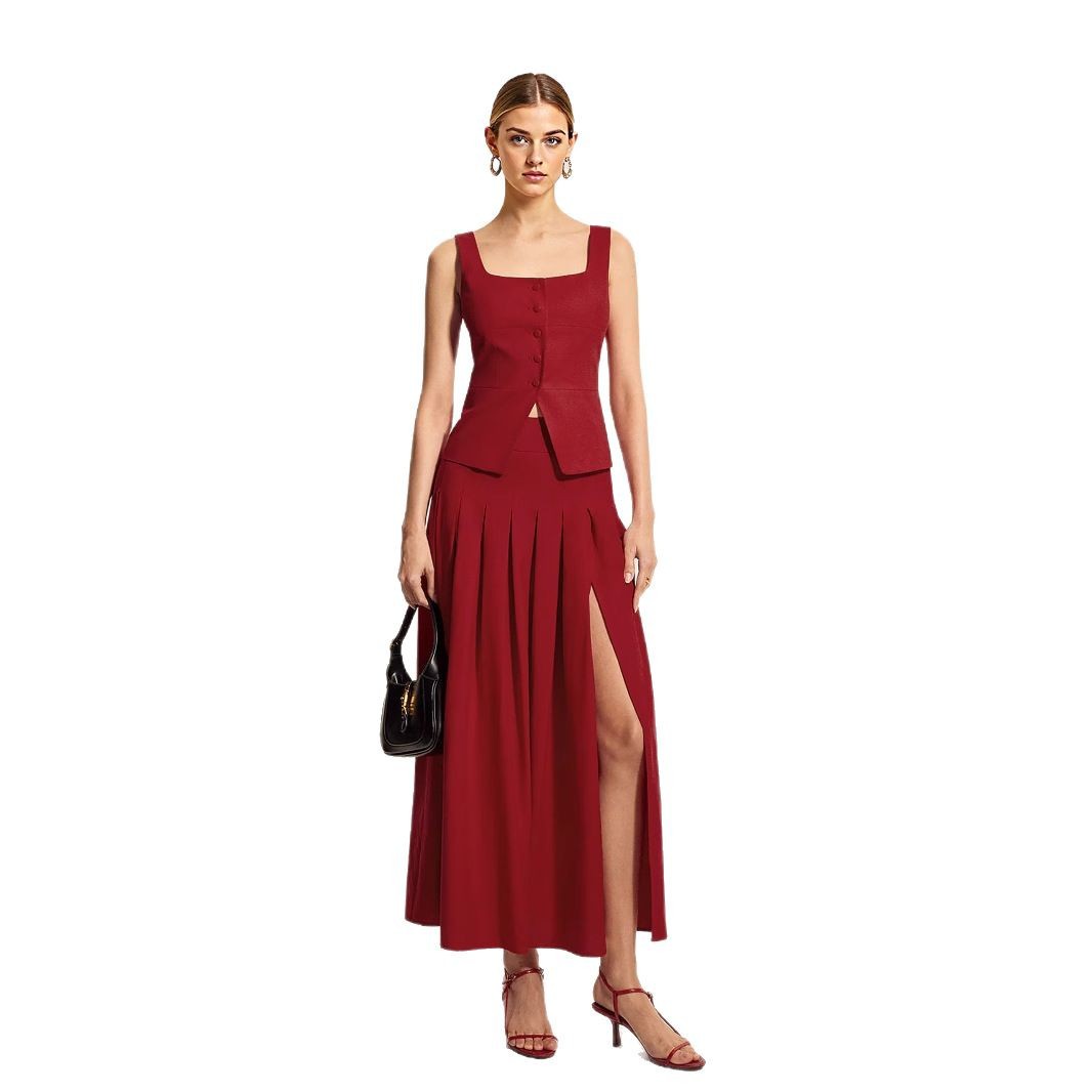 Large A-line Hem Slit Skirt Suitable For Both Work And Casual Wear