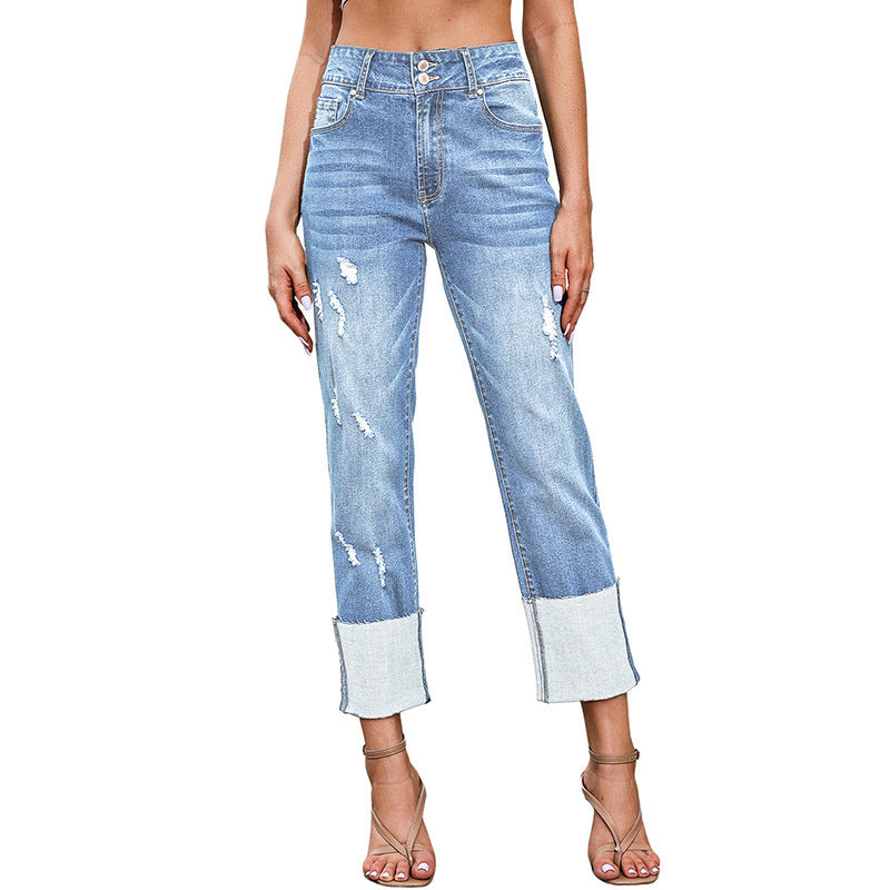Harun Ankle-bite Ripped Cropped Pants For Women