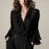 SpringSummer Sweet Ruffle-Trimmed V-Neck Shirt