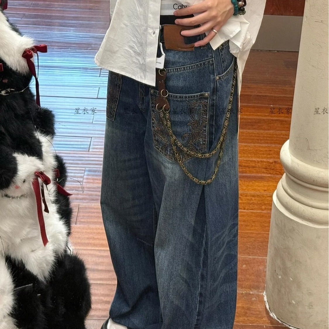 Straight-leg Retro American High-street Casual Pants