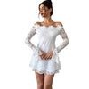 SpringSummer White Off-Shoulder Lace Short Dress For Women