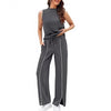 Sleeveless Tank Top And Wide-Leg Pants Two-Piece Womens Casual Sportswear Set