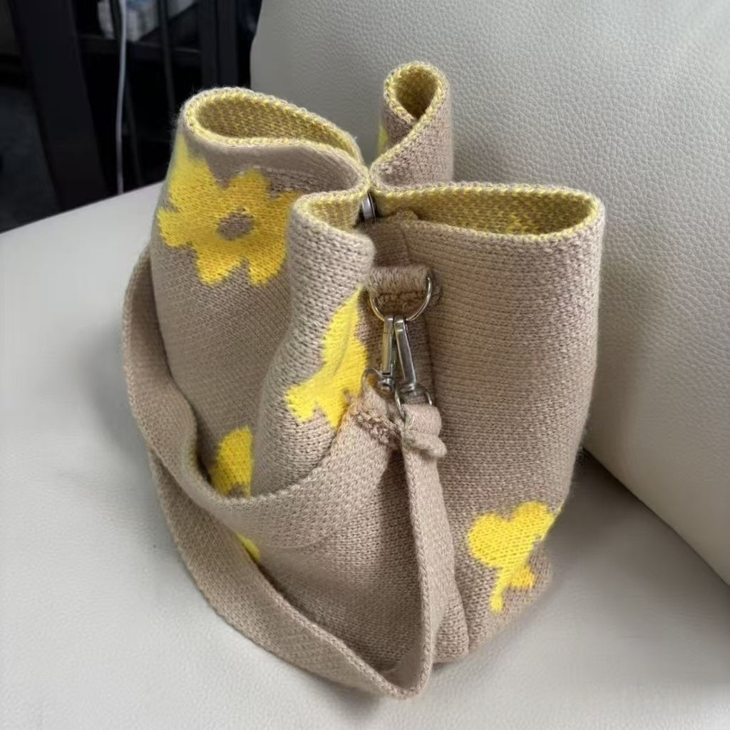 Hand-Crocheted Flower Tote Bag For Women