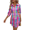 Fashionable Colorful Plaid Printed Shirt Dress