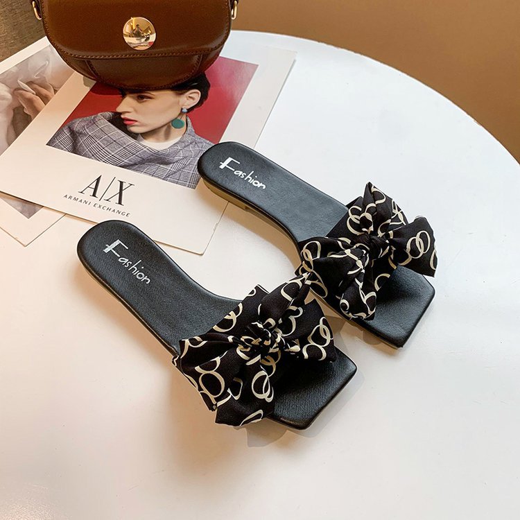 Bowknot Summer Slippers For Women Outside Wear
