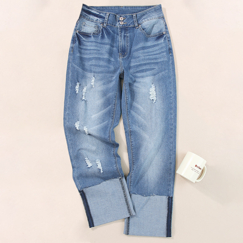 Harun Ankle-bite Ripped Cropped Pants For Women