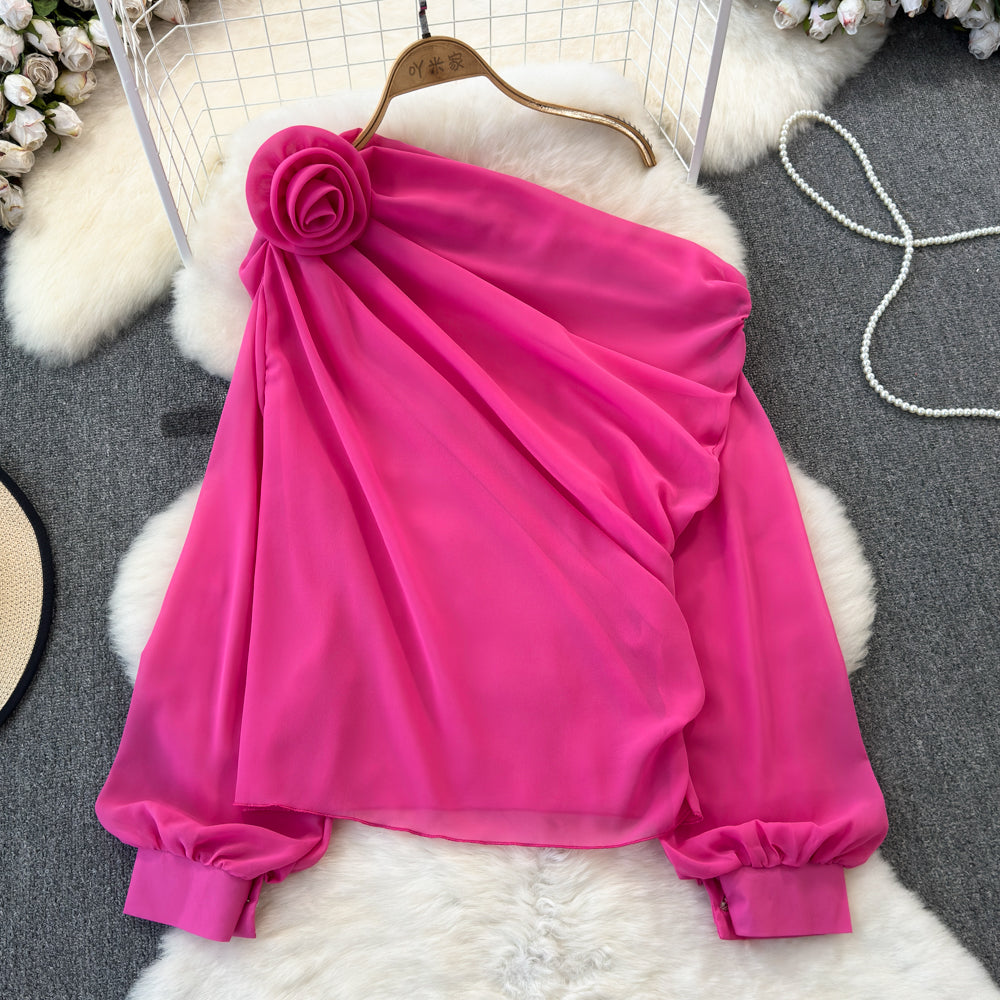 Loose-fitting Figure-flattering Chiffon Blouse For Women