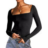 Square Neck Milk Silk Pullover Long Sleeves