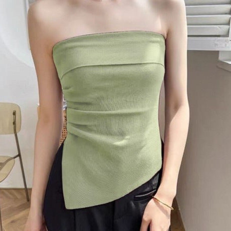 Sleeveless Solid-Color Tube Top Vest For Women