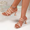 Plus-size Fish-mouth Fashionable Square-toe Stiletto-heeled Outdoor Sandals For Women