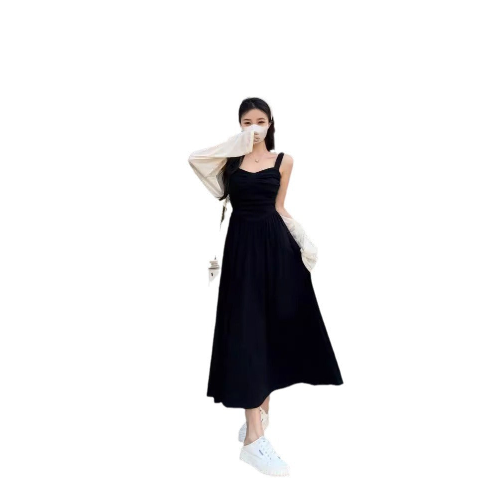 Womens Retro Defined Waist Plus-Size Strap Sleeveless Dress