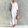 Women's Cotton And Linen Wide-leg Pants Suit