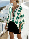 Loose-fit Batwing Sleeve Striped Top T-shirt