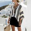 Loose-fit Batwing Sleeve Striped Top T-shirt