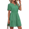 Womens Hollow-out Lace Short-sleeve Dress