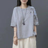 Summer Ethnic Style Embroidered Plus-Size Loose Fit Artistic Vintage Chinese Style T-Shirt