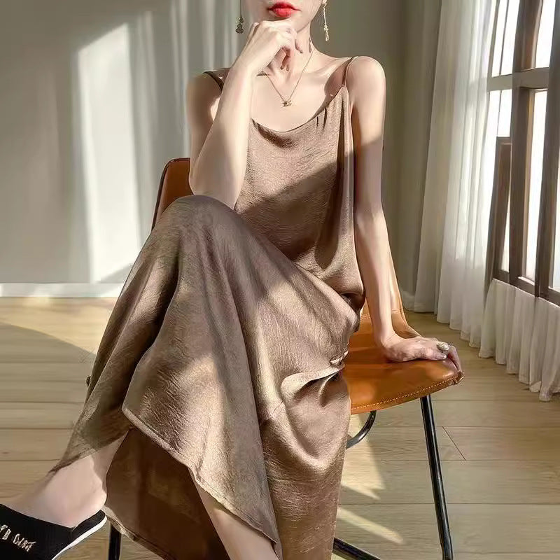 Satin Chinese-style Floor-length Figure-flattering Elegant Jacquard Dress