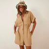 Workwear Jumpsuit Loose-fitting Figure-flattering Made Of Cotton And Linen