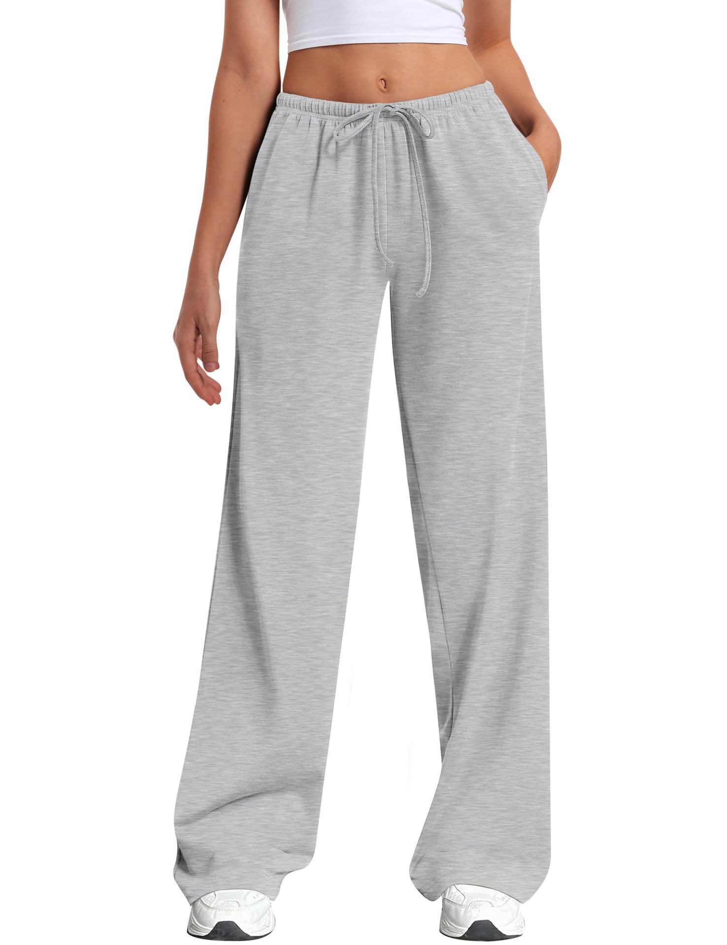 Womens Wide-leg Sweatpants Loose-fitting Low-rise Athletic Pants
