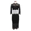 Stand-collar Spring New Arrival Black And White Patchwork Eyelash Lace Waist-cinching Dress
