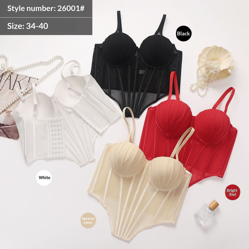 Strapless Pleated-cup High-end Fishbone Corset