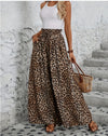High Waist Leopard-print Printed Loose Casual Wide-leg Pants Women's Trousers
