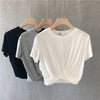 Knotted Cropped Loose-fitting Sporty Casual T-shirt