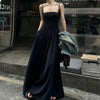 Elegant Black Slip Dress Womens Summer French Style