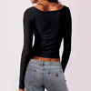 Square Neck Milk Silk Pullover Long Sleeves